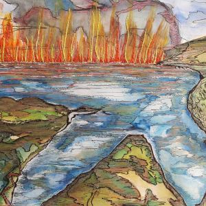 Oplaaiend vuur, smeltend ijs, verschroeide aarde - 2024 Mixed Media